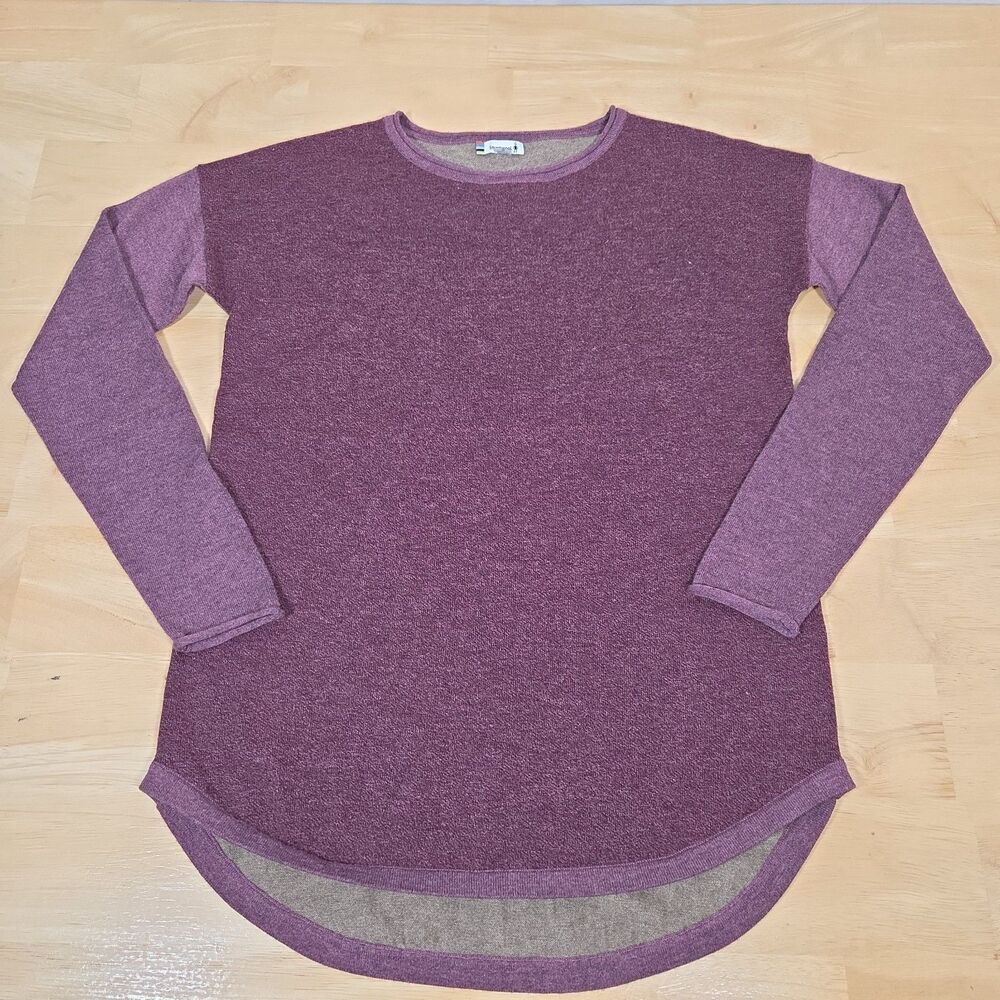 Smartwool Women's Sz S Shadow Pine Colorblock Crew Sweater Plum Pullover